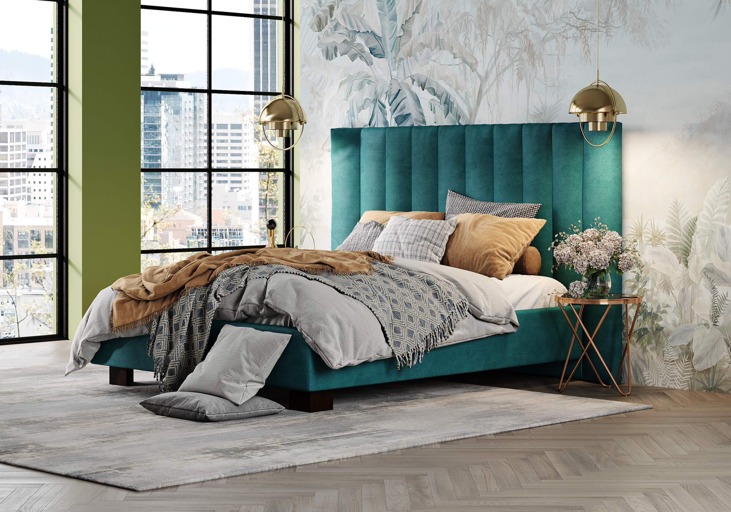 Кровать зеленая Барбара