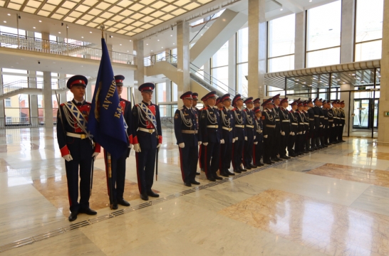 В Кремле переходящее знамя Президента Российской Федерации вручили Казачьему кадетскому корпусу имени атамана И.А. Бирюкова из Астраханской области